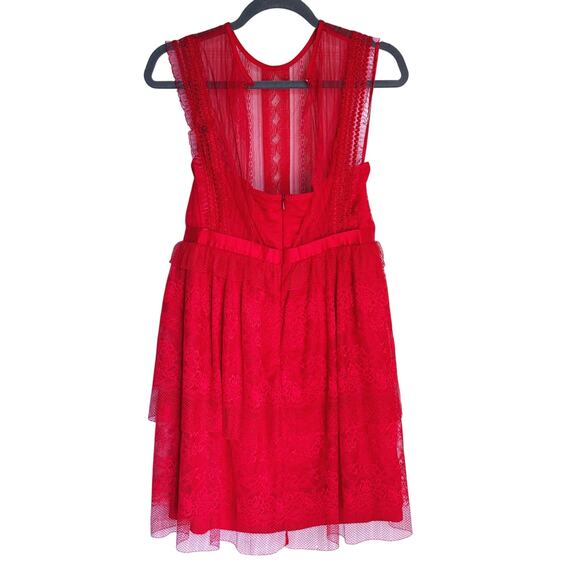Three Floor Red Tiered Fearless Mini Dress Small Size 6 Coquette Feminine Party - Picture 6 of 9